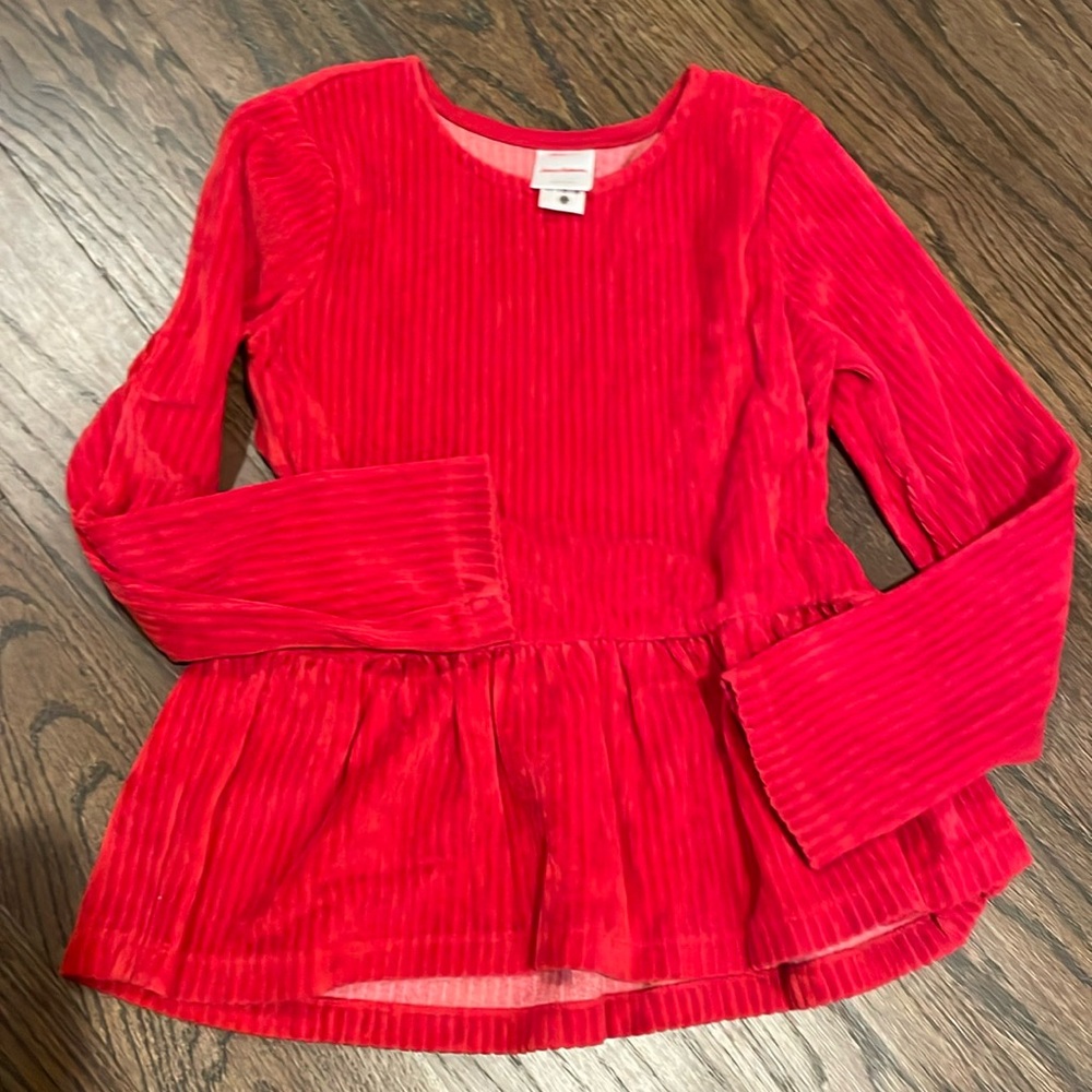 Hannah Andersson red velour size 8 dressy top